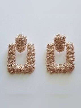 Textured Rose Gold Door Knocker Earrings